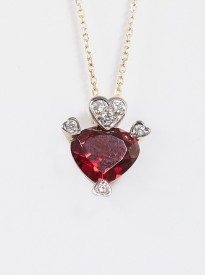 Heart of hearts with Garnet & Diamond stones