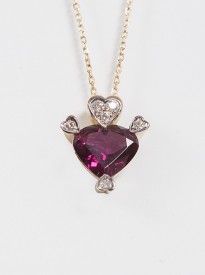 Heart of hearts with Rhodolite & Diamond stones